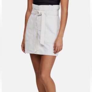 Free People White Paper Bag Waist Mini Skirt